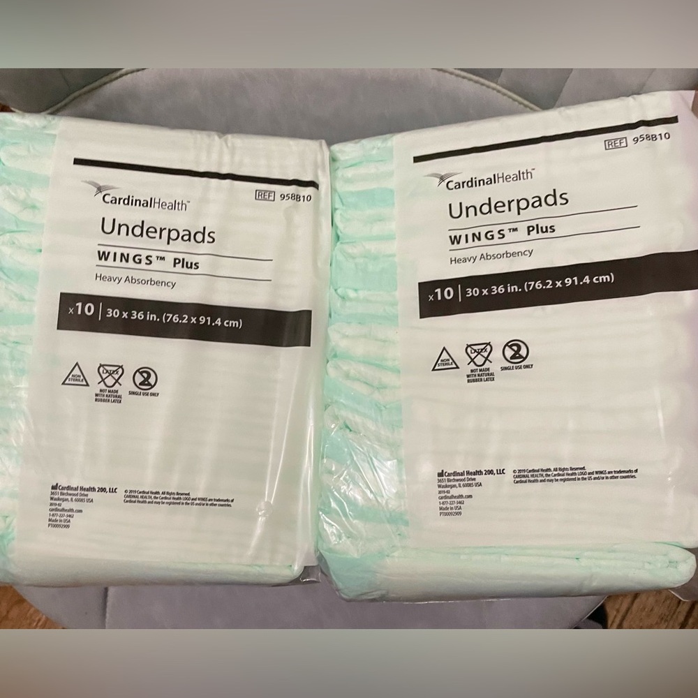 2 packs 30x36 “ Heavy Absorbency Underpads Wings Plus